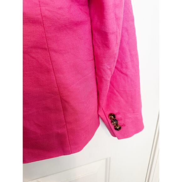 J.Crew Blazer Womens 10 Pink Long Sleeve Linen Single Breasted Classic Preppy - Picture 6 of 7